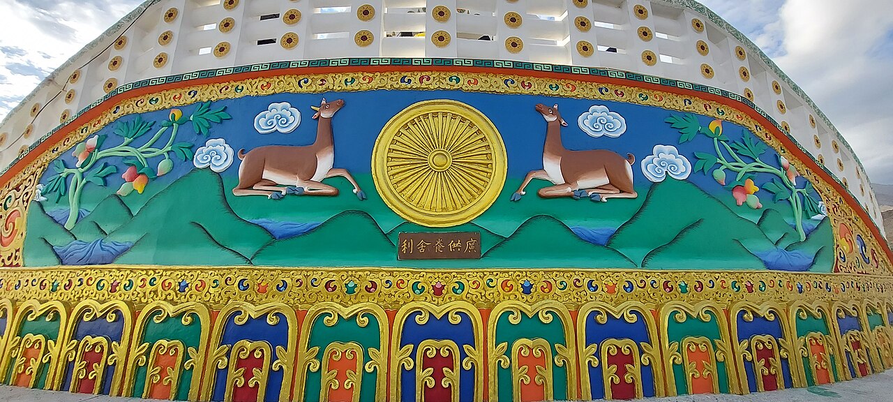 Shanti Stupa at sunset