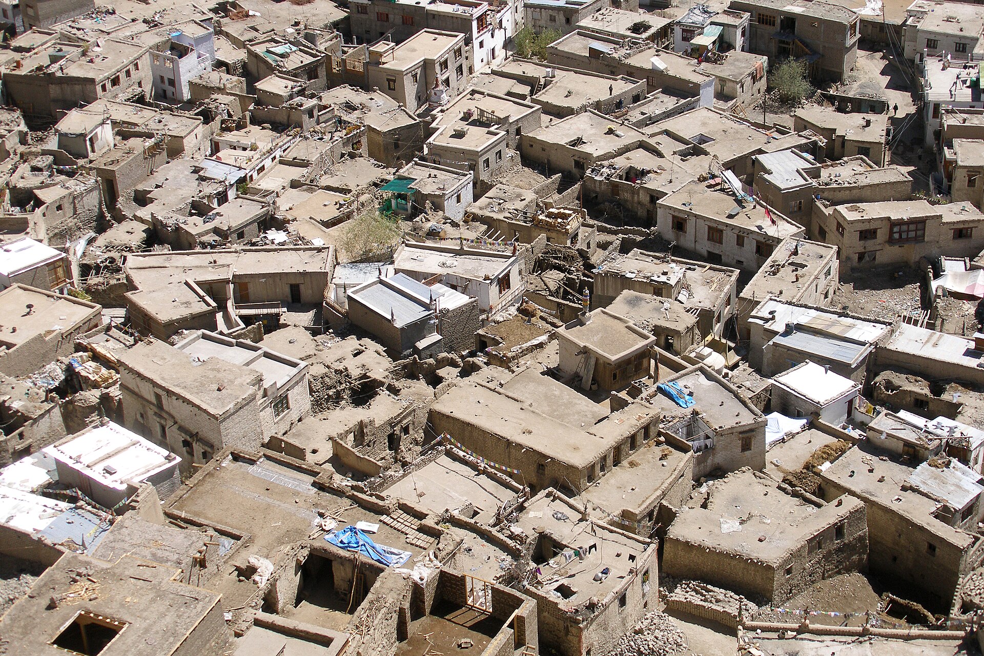 Panoramic view of Leh town and surrounding mountains