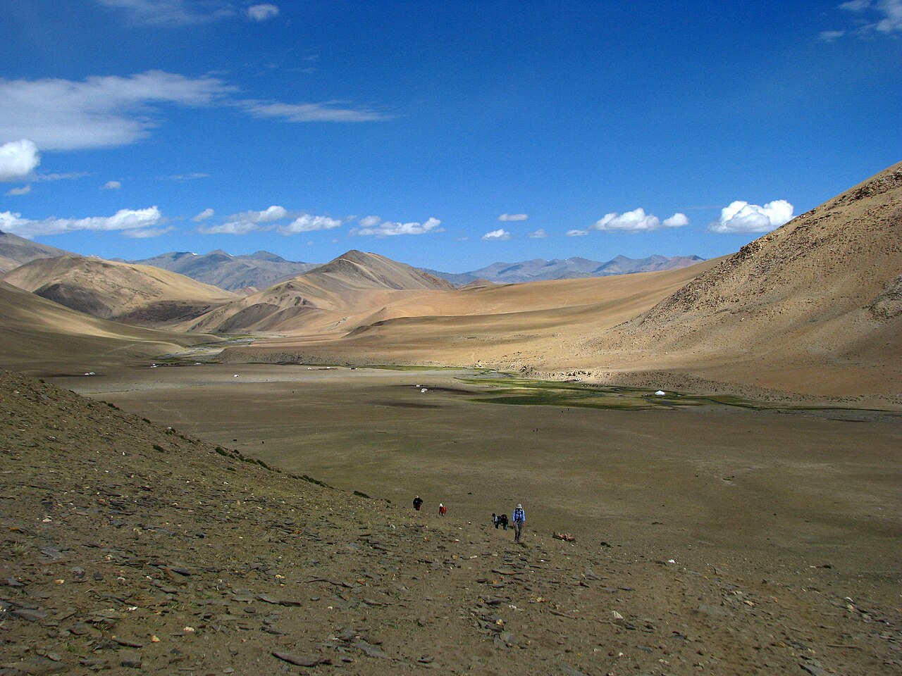 Rugged landscape and road in Changthang Ladakh