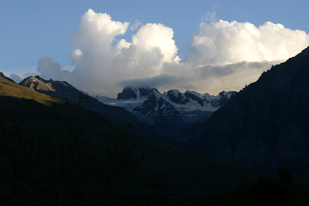 Sunrise behind Himalayan peaks