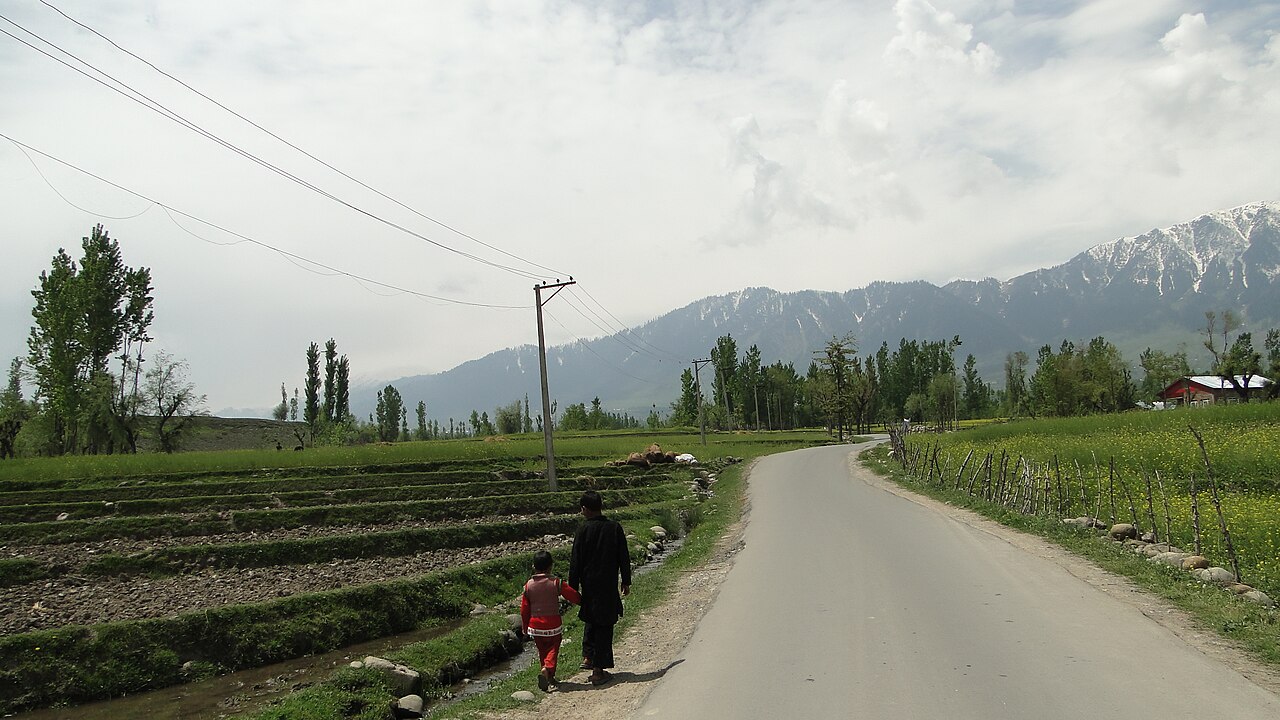 Rustic mountain landscape and local tea stall in Kashmir