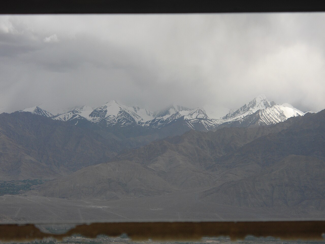 A mountain peak with residual snow in late spring.