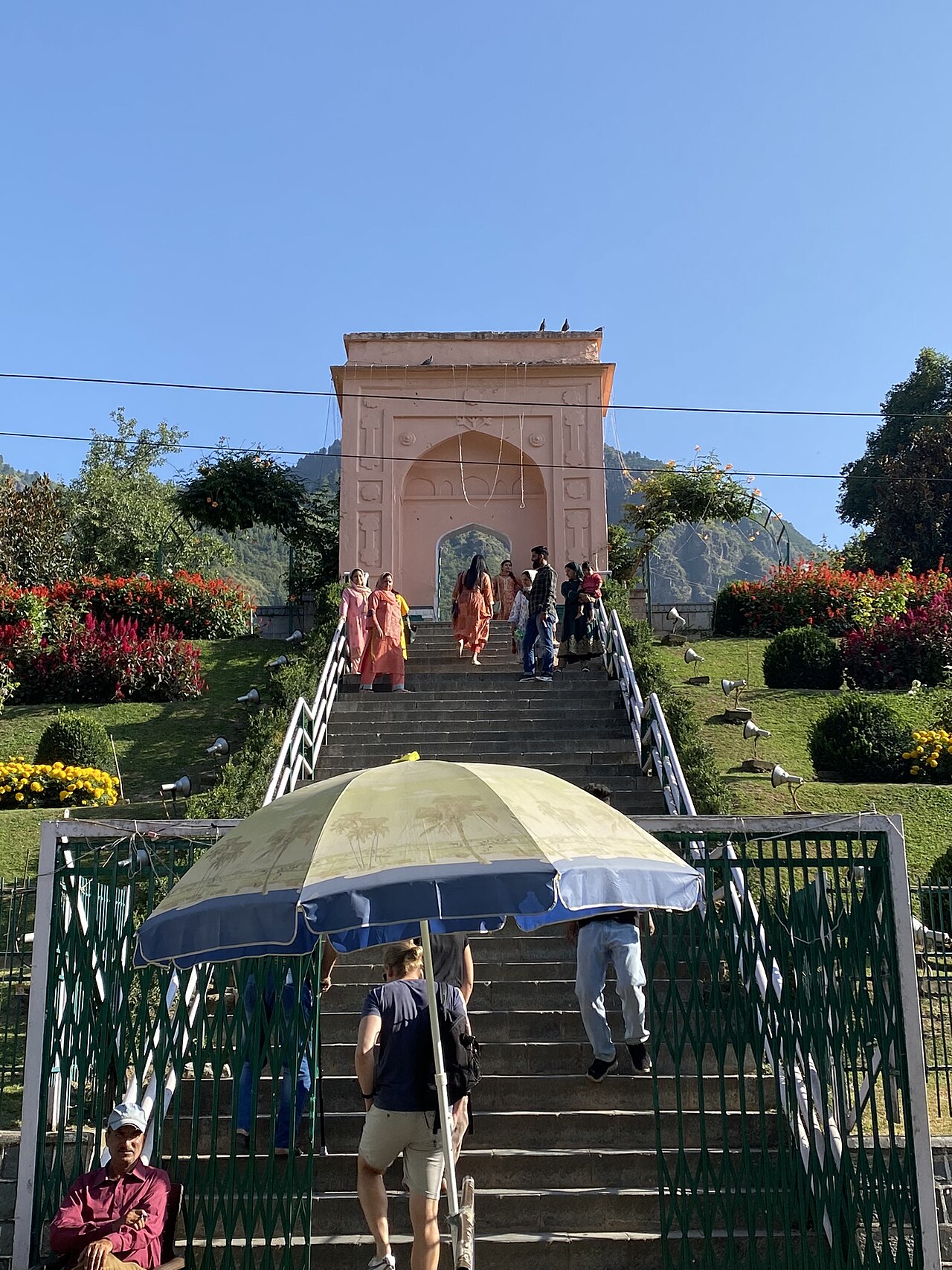 Flowers blooming in a Mughal garden
