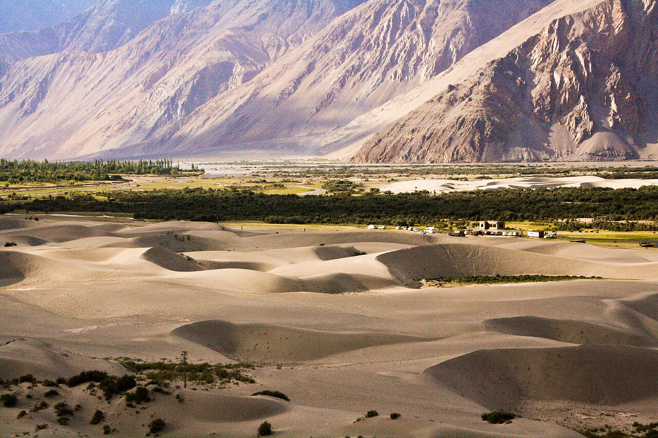 Sand dunes in the high desert of Nubra Valley