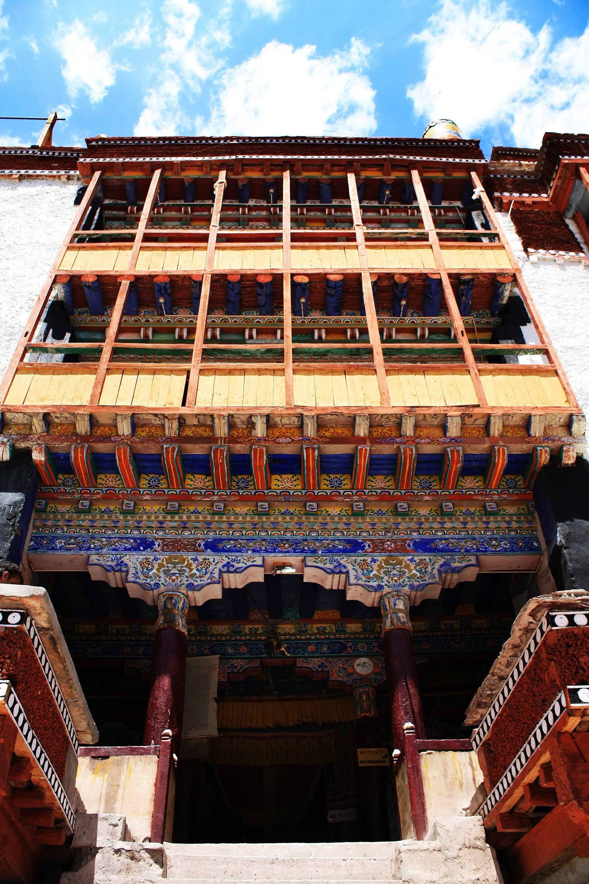 Hemis Monastery building against rocky hills