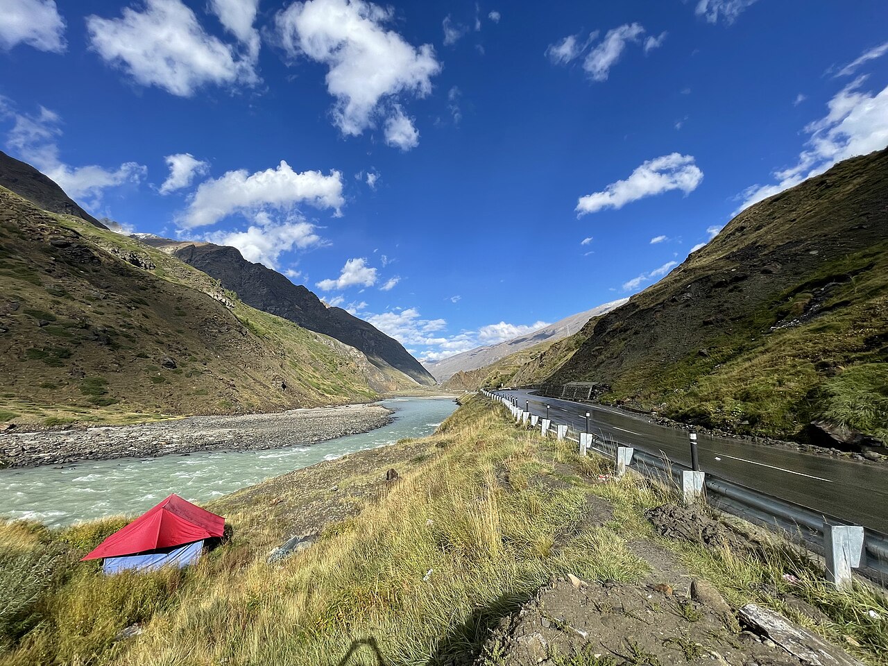 A panoramic view of the Leh valley and surrounding peaks