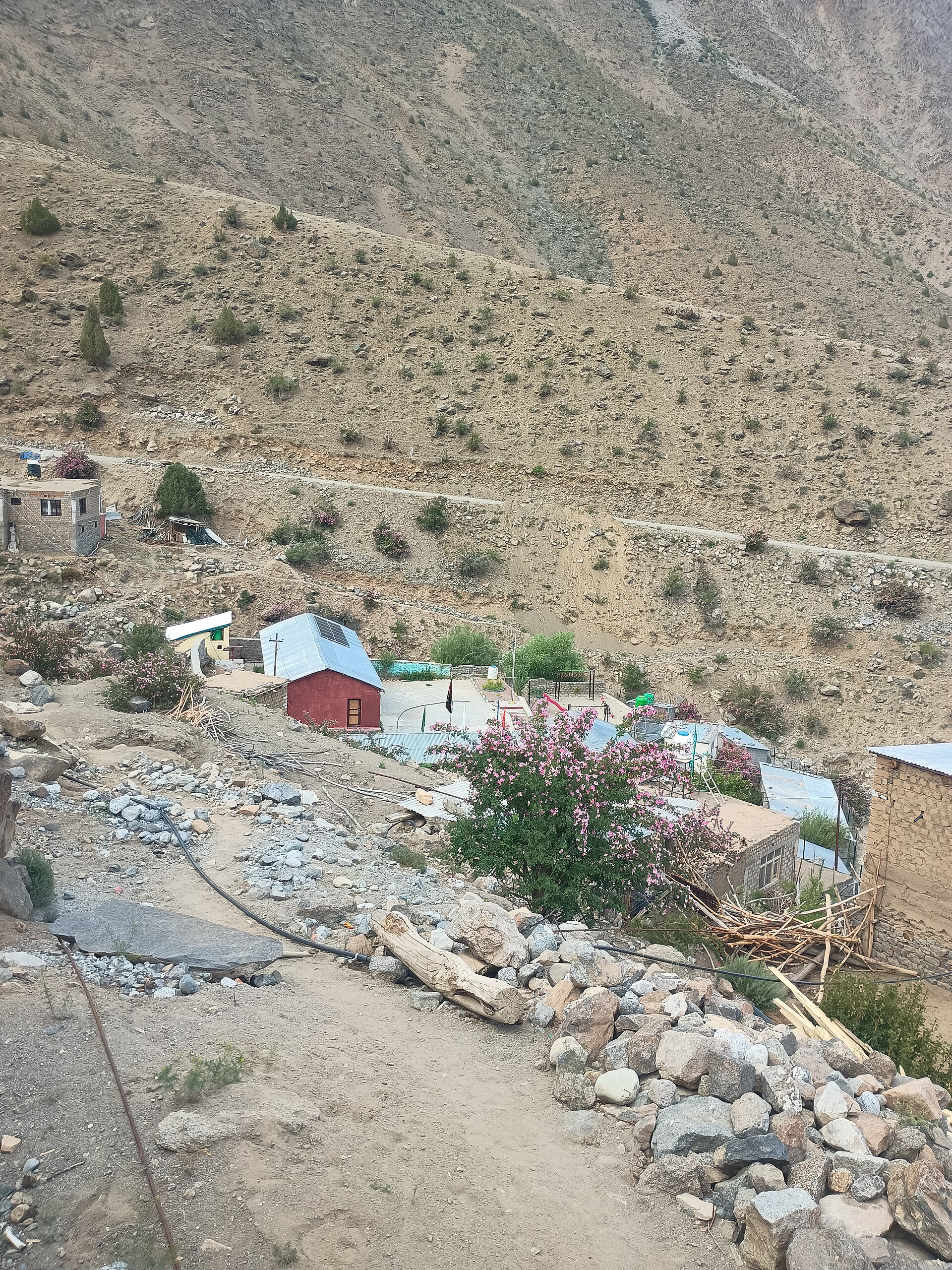 Panoramic view of Kargil town and Suru river