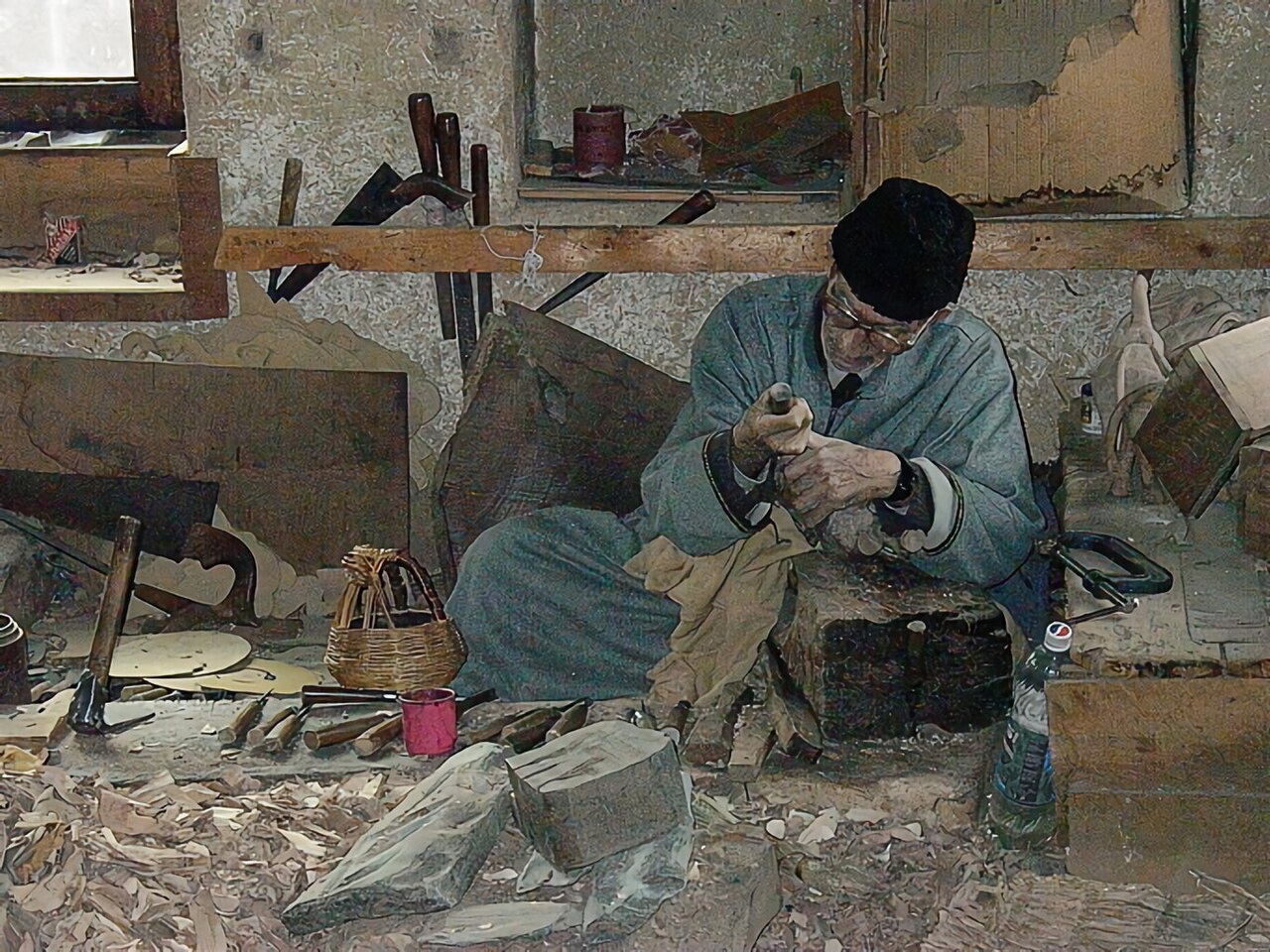 Handmade Kashmiri shawls in local shop