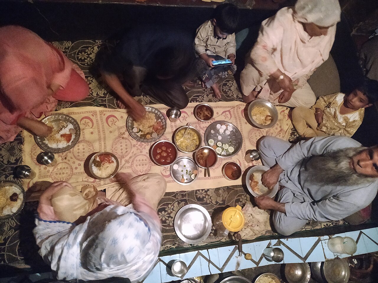 Traditional Kashmiri wazwan meal spread on a plate