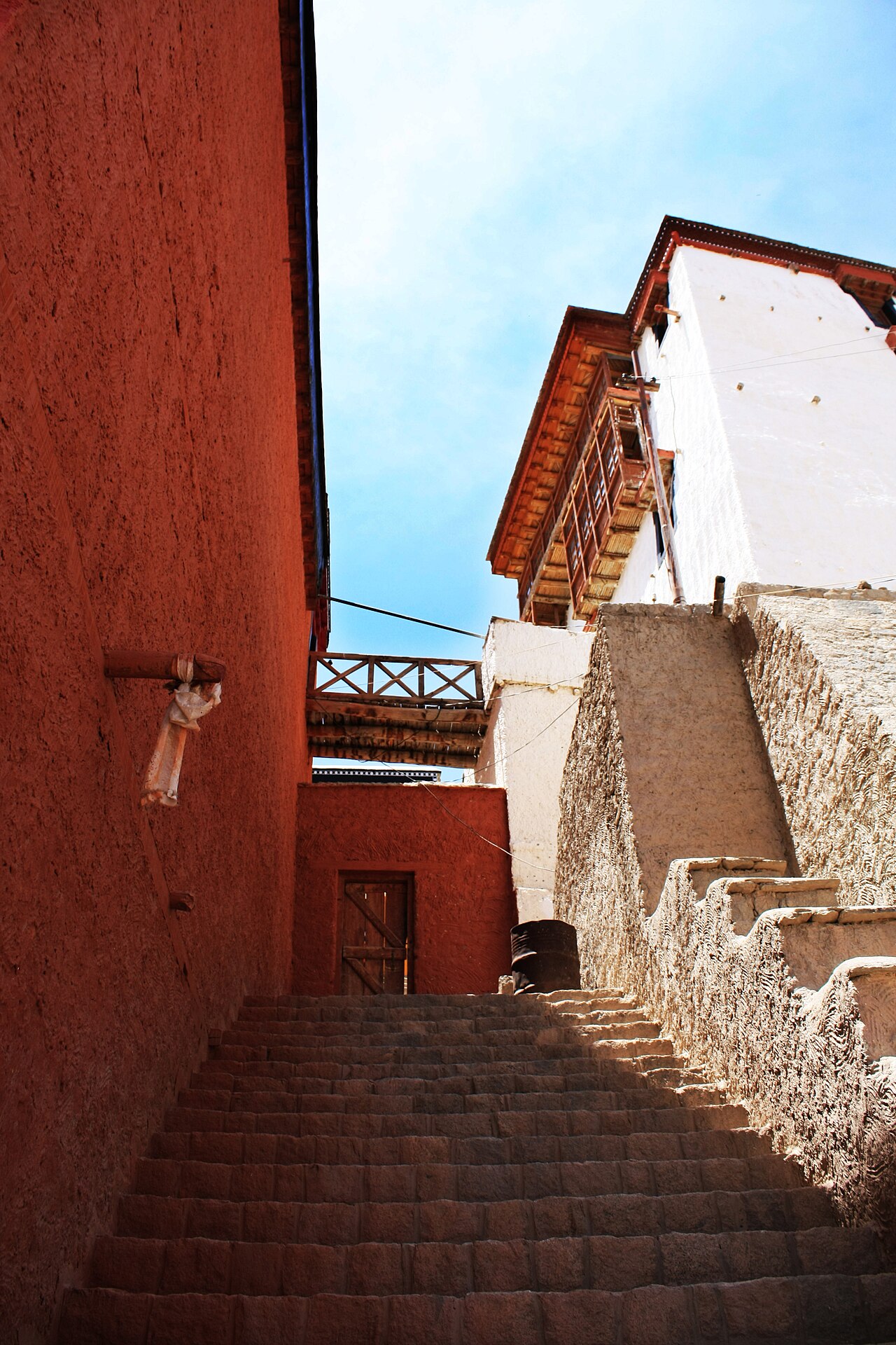 Stone stairs at Thiksey Monastery