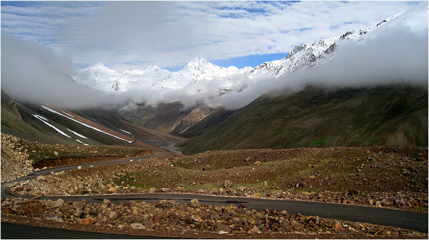 Mountain road winding through Ladakh