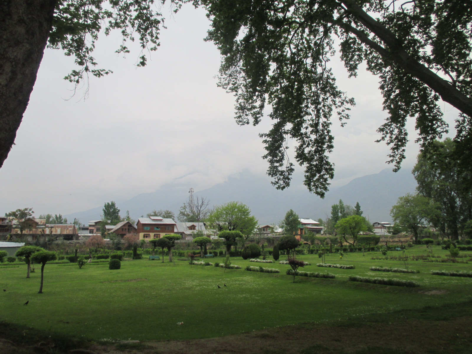 Ornate gate entrance to a Mughal garden in Srinagar