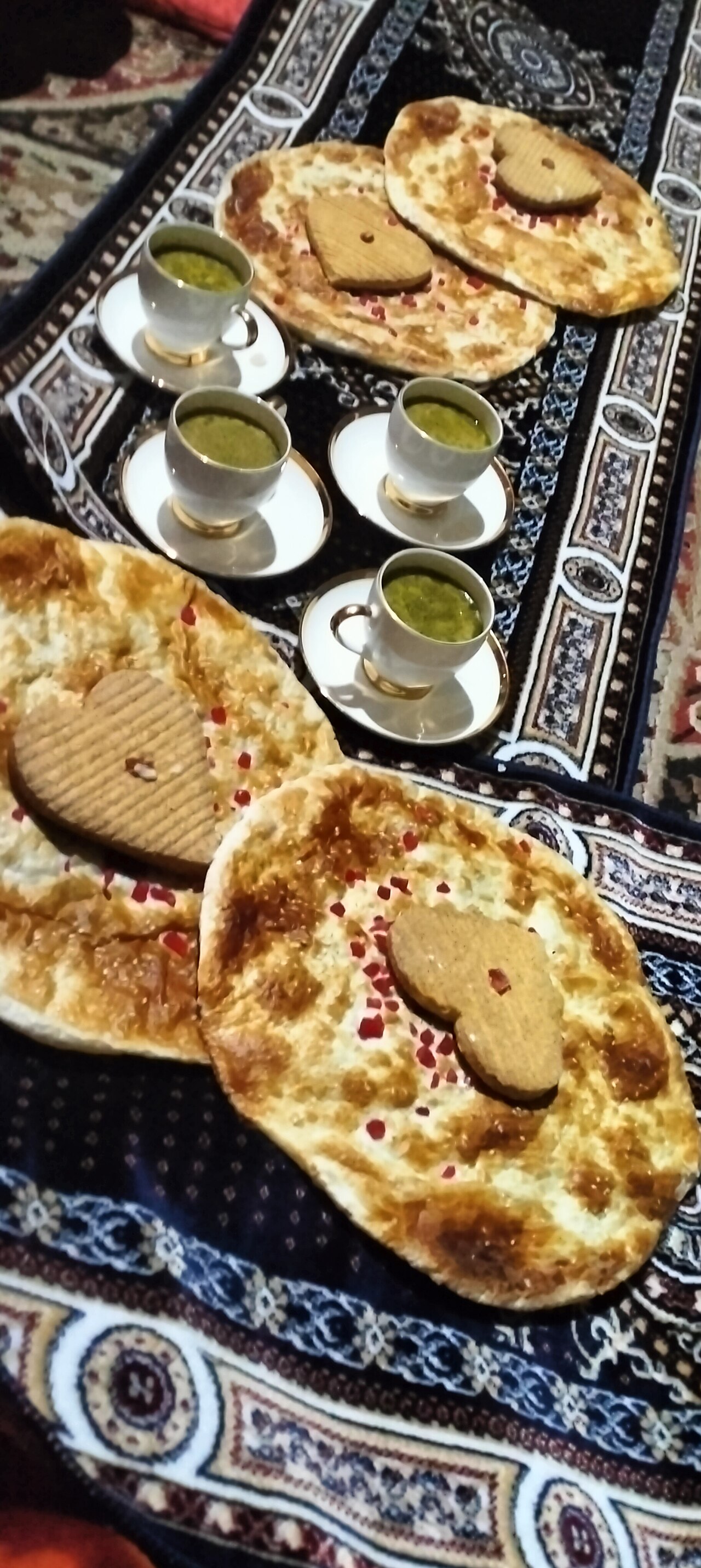 Traditional brass samovar and cup of kahwa tea