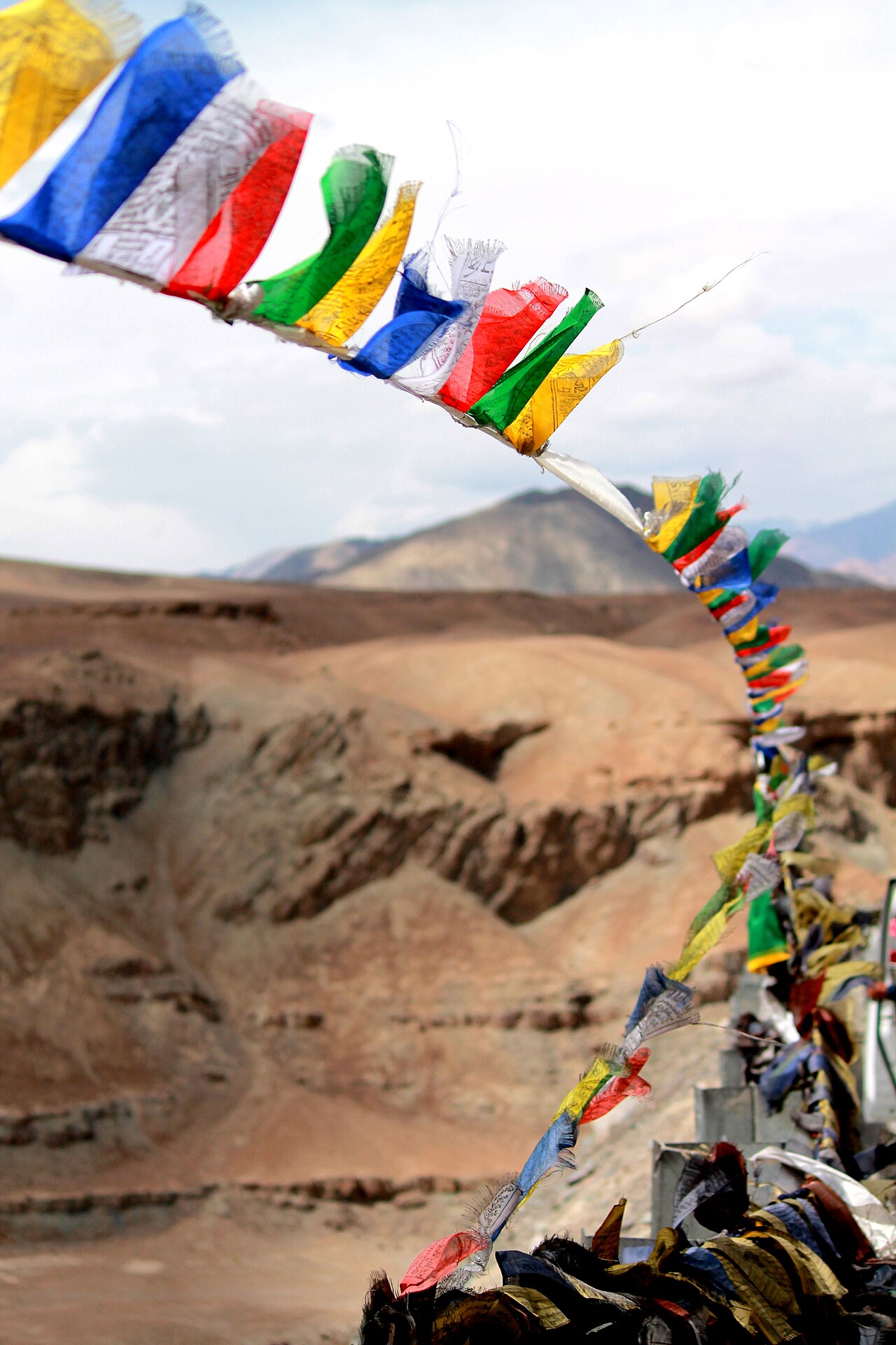 Two-tone river confluence meeting in a mountain canyon in Ladakh