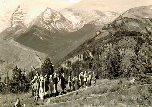 A guide standing by the park path