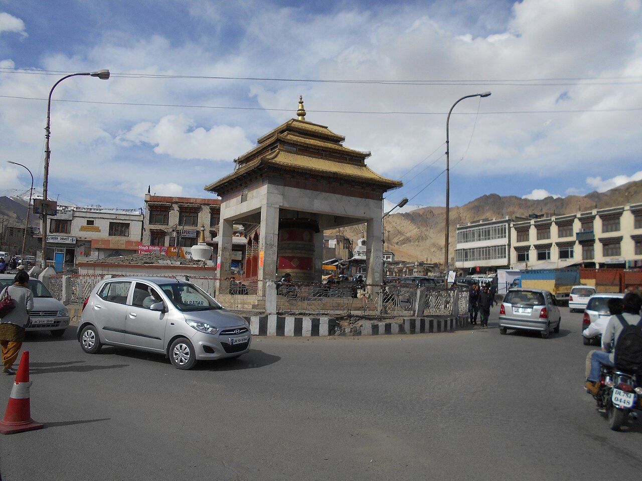 Traditional-style buildings near the market in Leh.