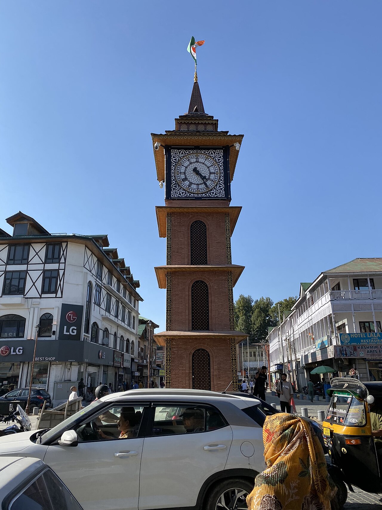 Traditional handicrafts and pashmina shawls displayed in Srinagar shop