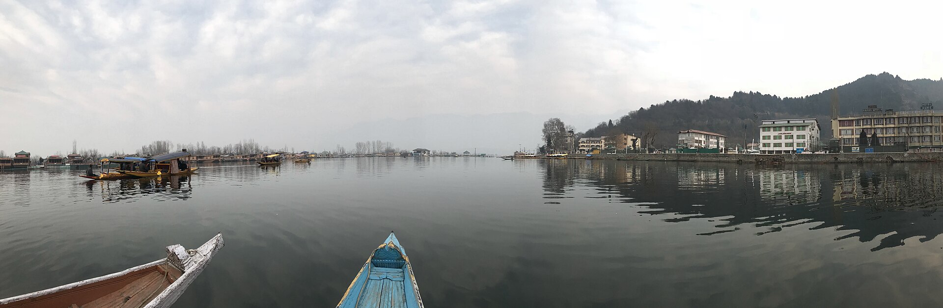Aerial view of Srinagar city and Dal Lake