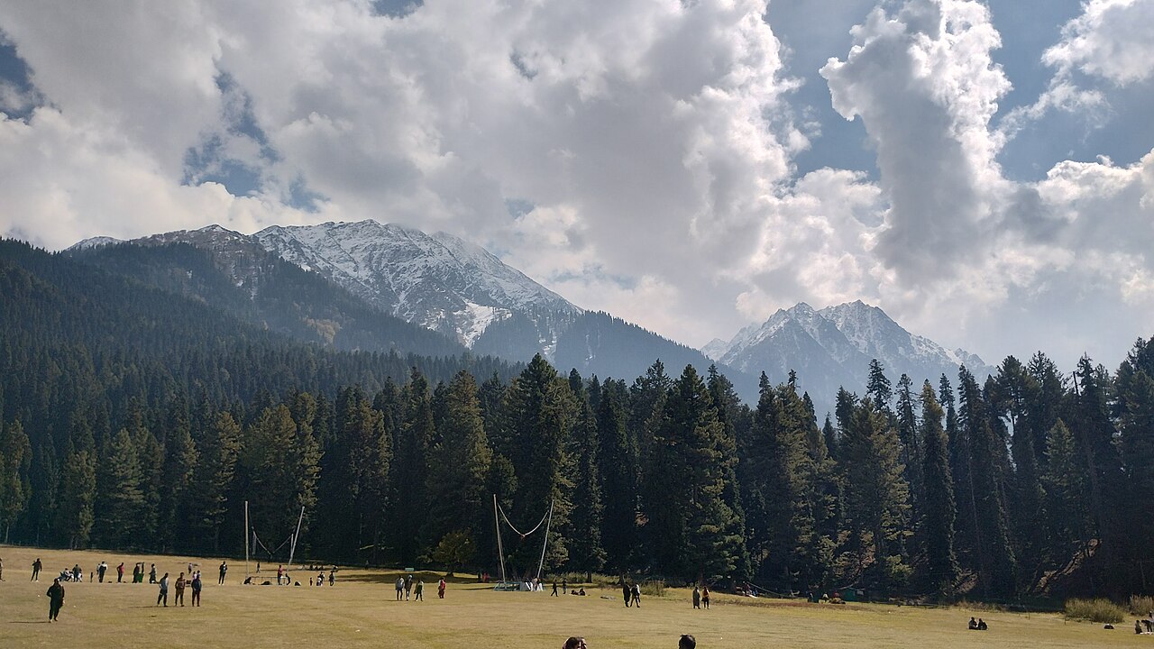 Traditional wooden village houses in rural Kashmir