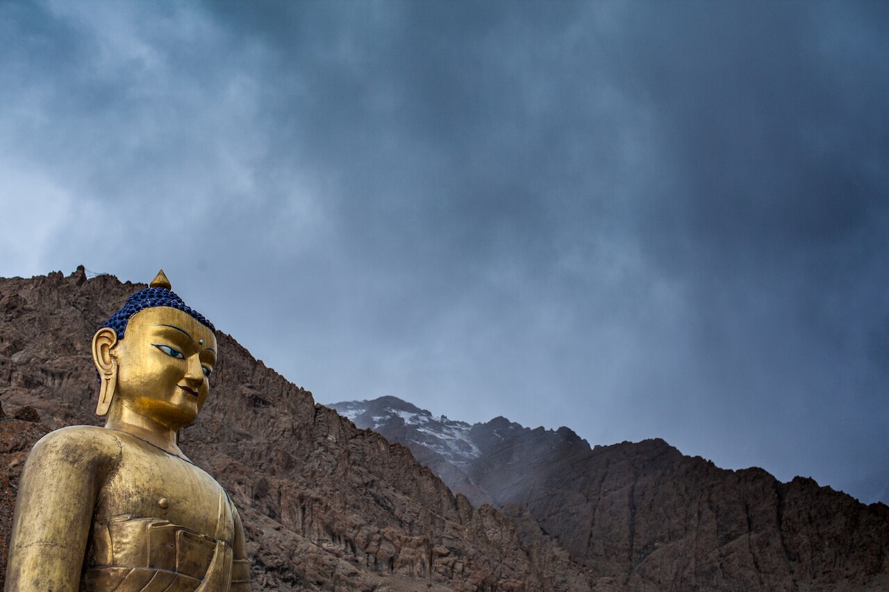 Winding mountain road in Ladakh leading toward Hemis