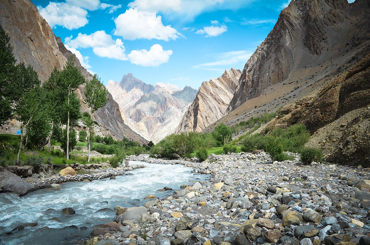 Trekking trail winding through Zanskar mountains