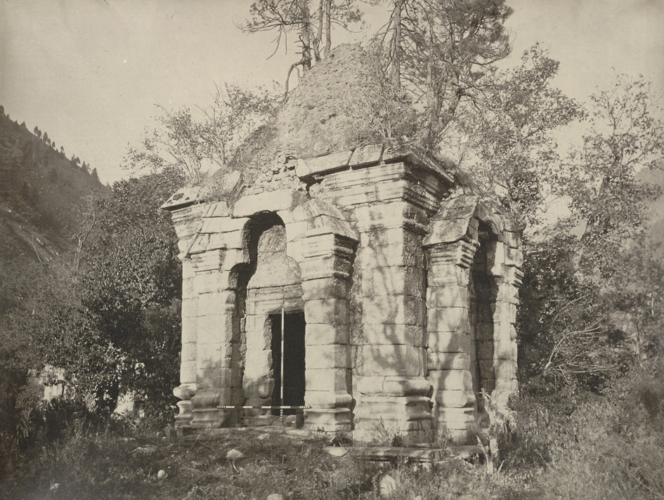 Carved stone blocks from medieval ruins in Kashmir