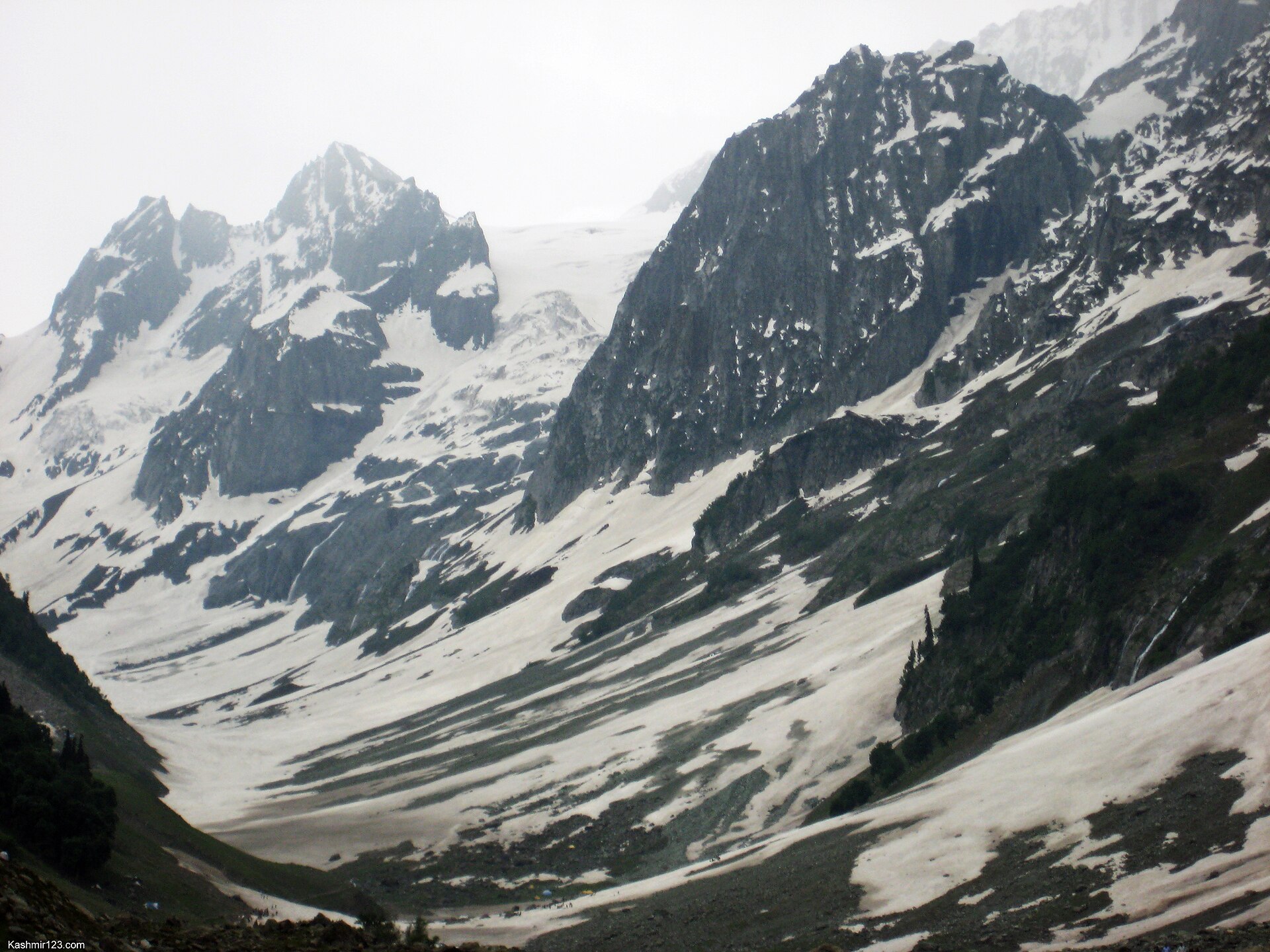 The icy face of Thajiwas Glacier during the summer months.