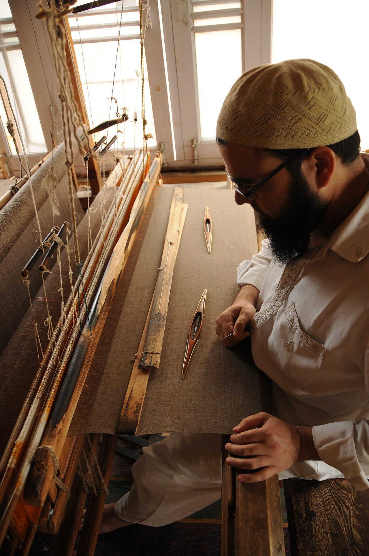 Intricate Kashmiri handicrafts in a shop.