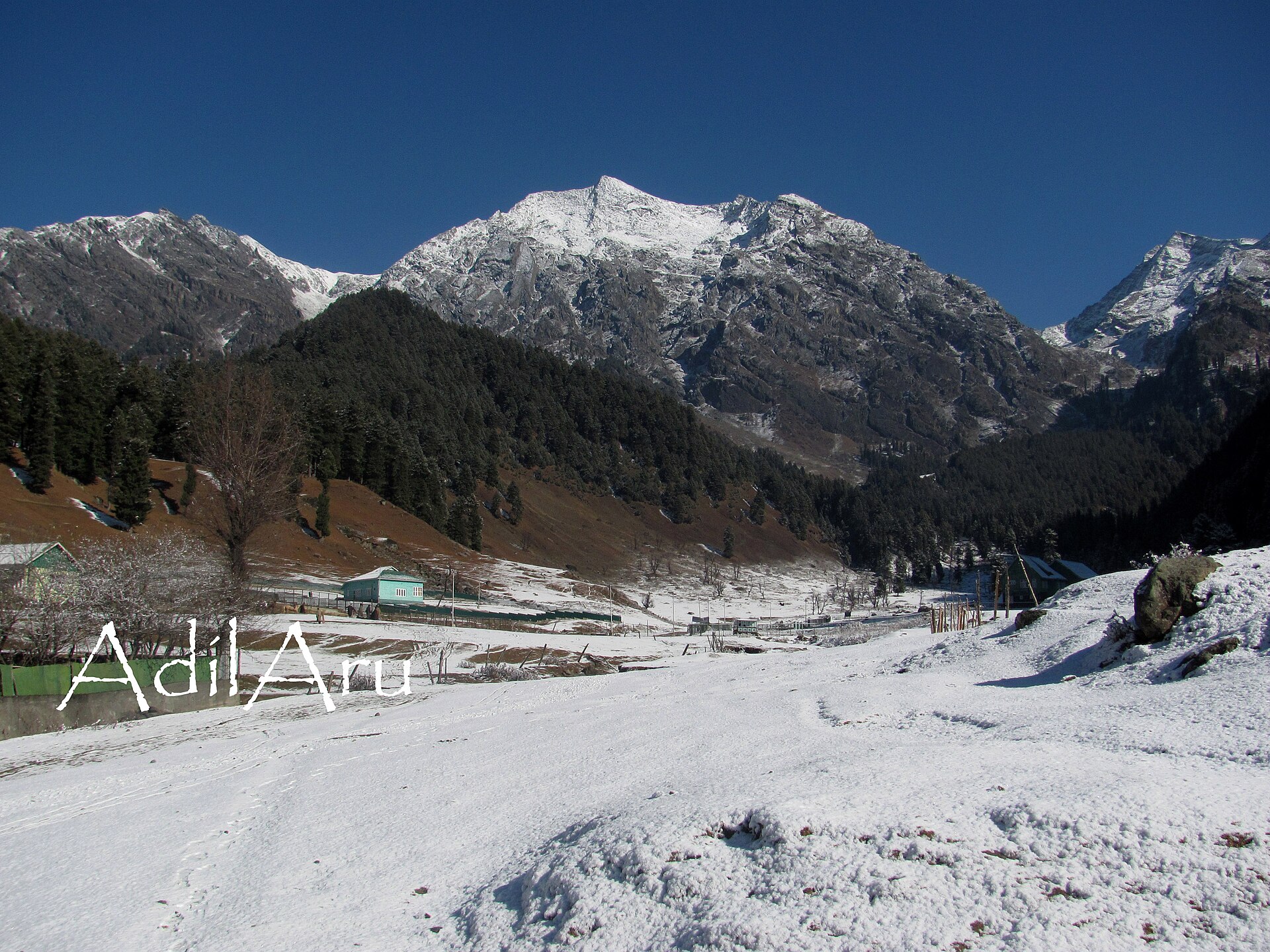 Snow-covered village in Kashmir