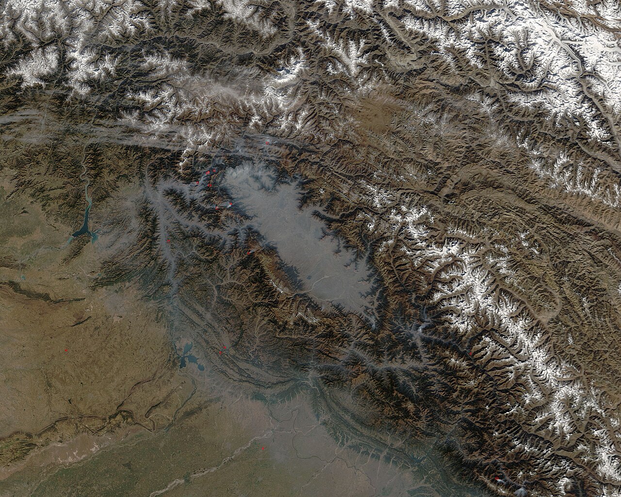 Green mountain meadows in spring in Kashmir