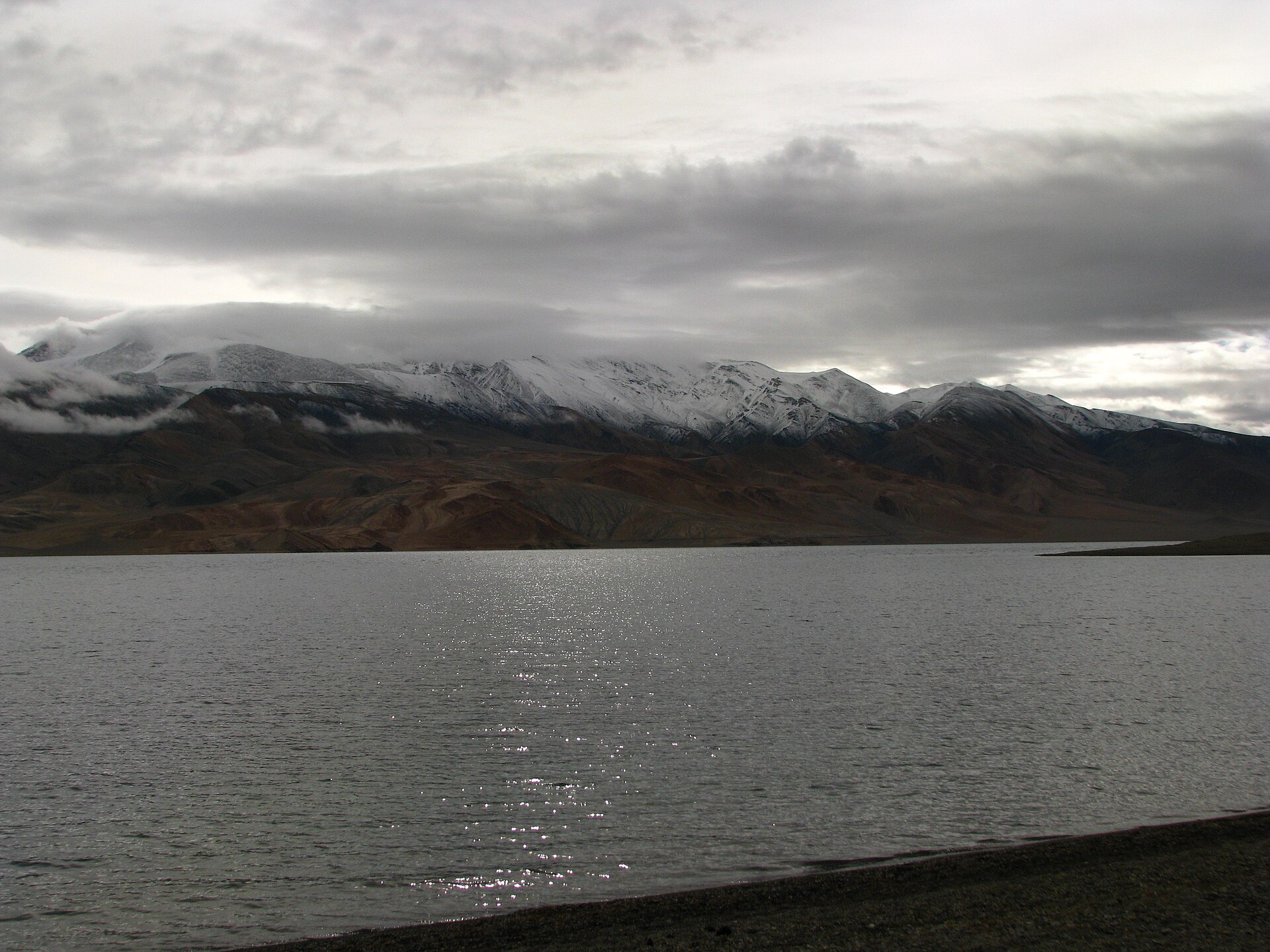 Snow-cleared mountain road in Ladakh during spring