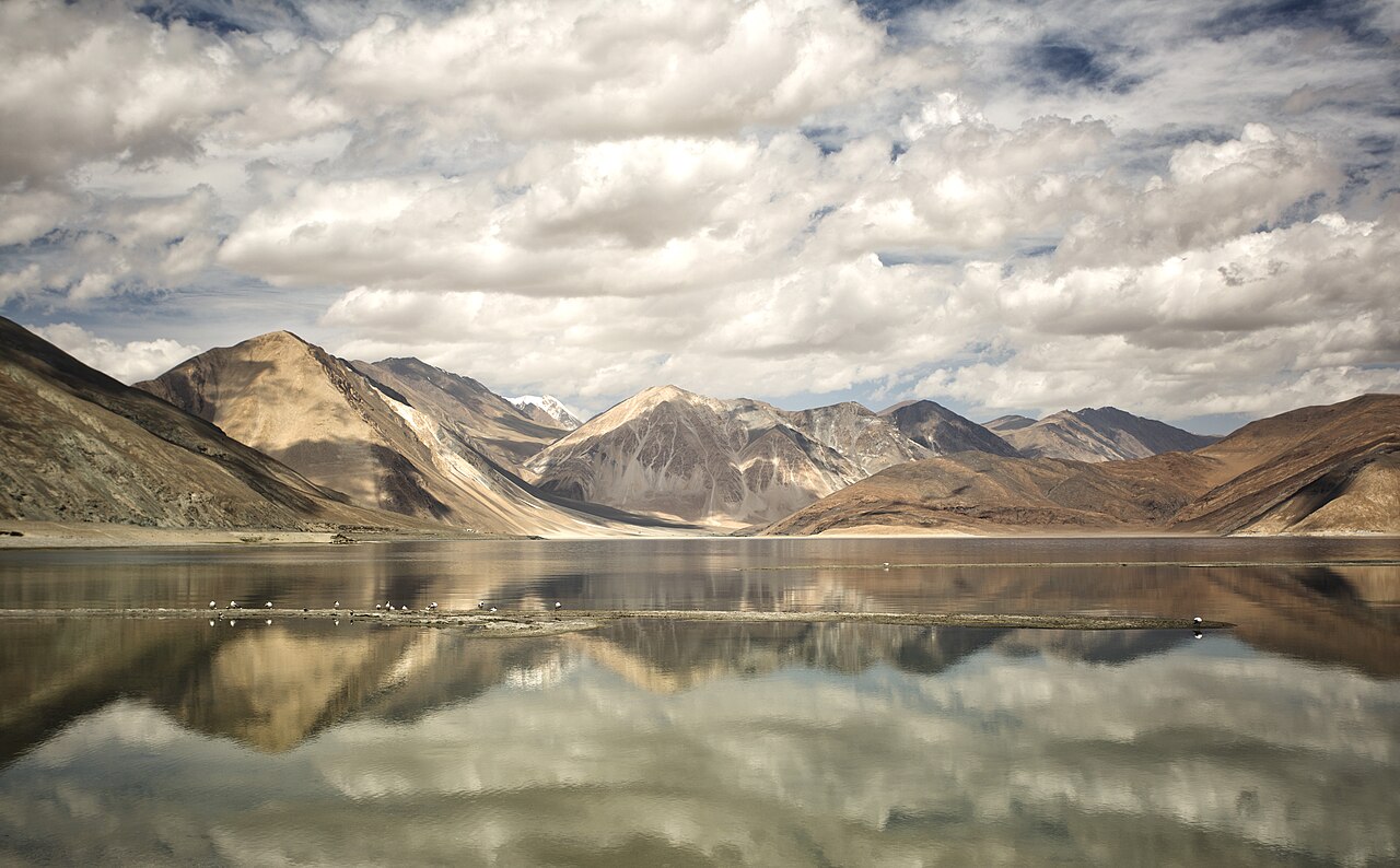 Milky Way galaxy shining brightly over Pangong Tso at night