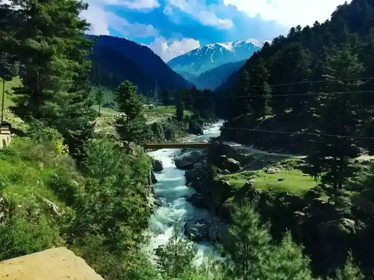 Aharbal Waterfall in summer — view 3, Kulgam district, Kashmir