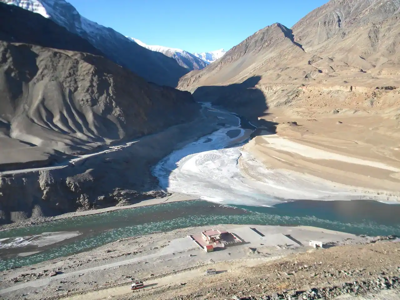 Magnetic Hill under snow — view 1, Leh district, Ladakh