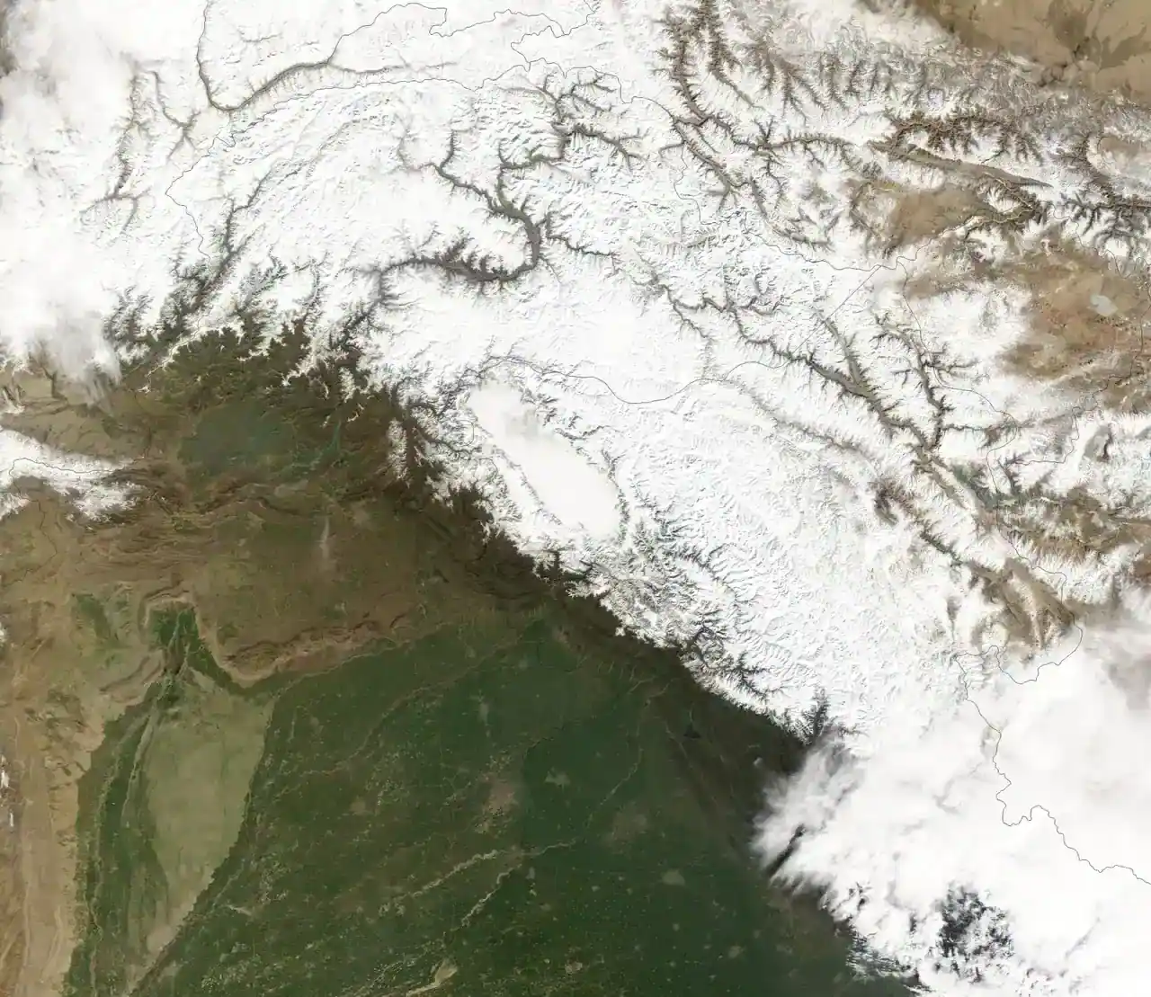 Pampore Saffron Fields under snow — view 2, Pulwama district, Kashmir