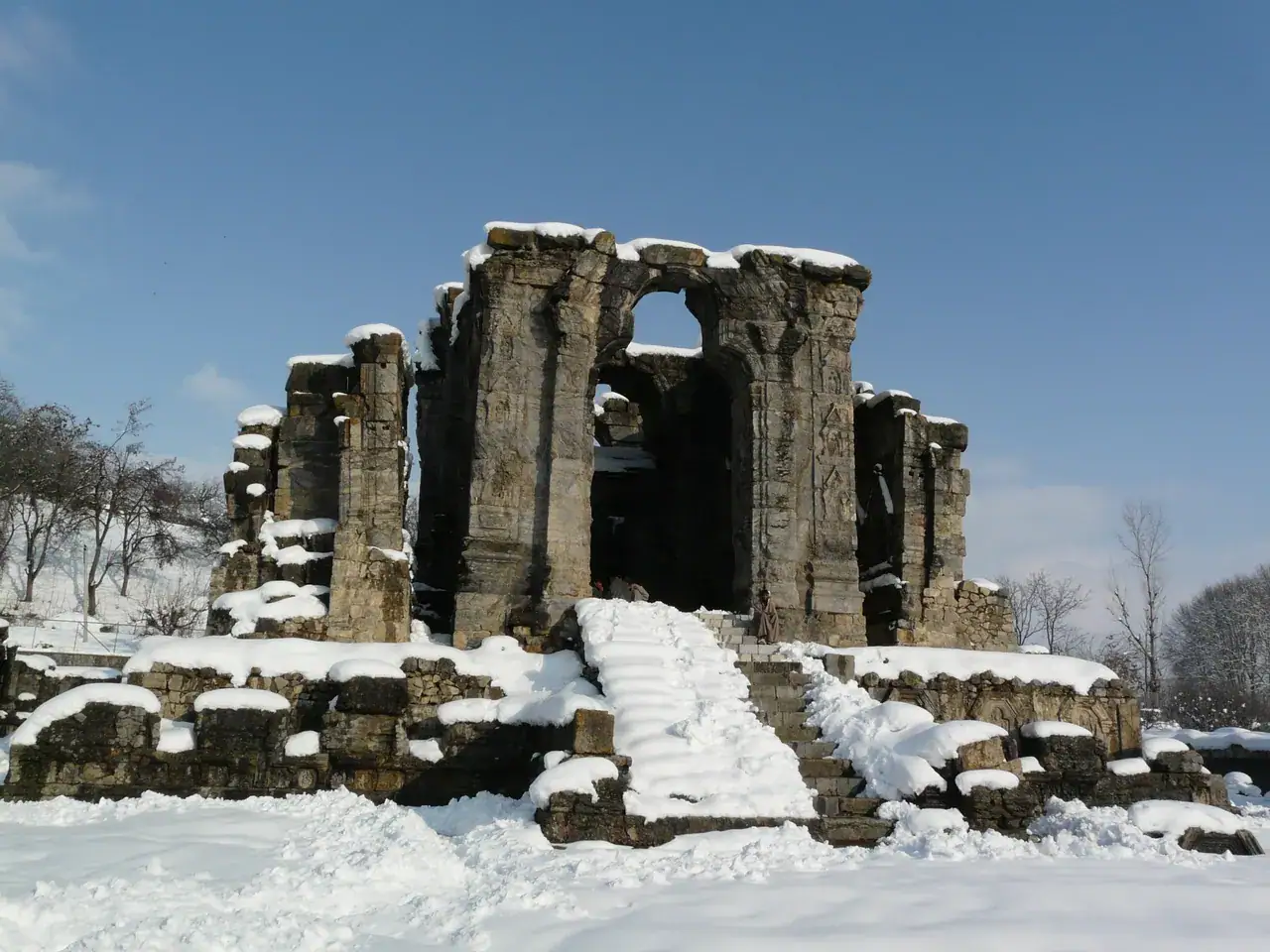 Shiv Khori under snow — view 1, Reasi district, Jammu