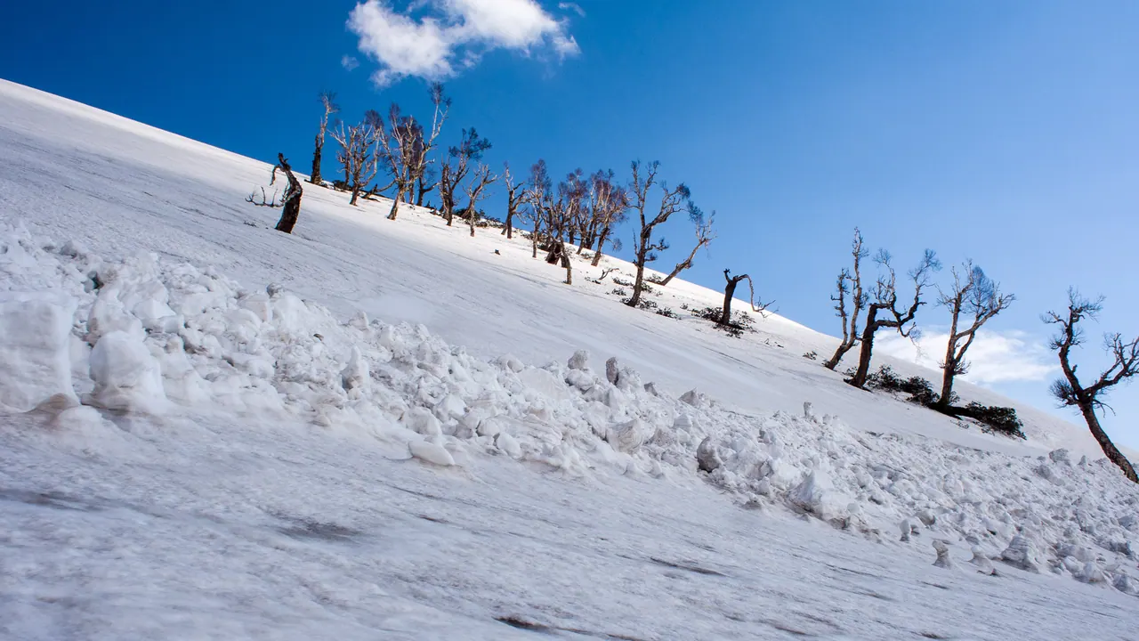 Sinthan Top — snow at 3,800 metres in the middle of summer, Anantnag district, Kashmir